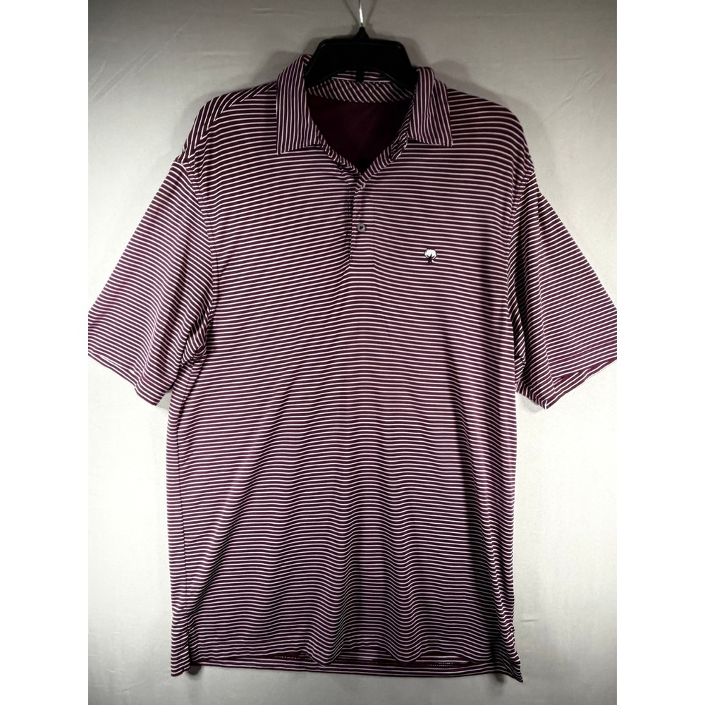Southern Shirt Mens Performance Polo Maroon White Striped Short Sleeve Size M